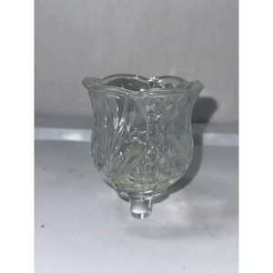 Vintage HOMCO Clear Diamond Pattern Fluted Glass Votive Candle Holder 3.5" w/Peg